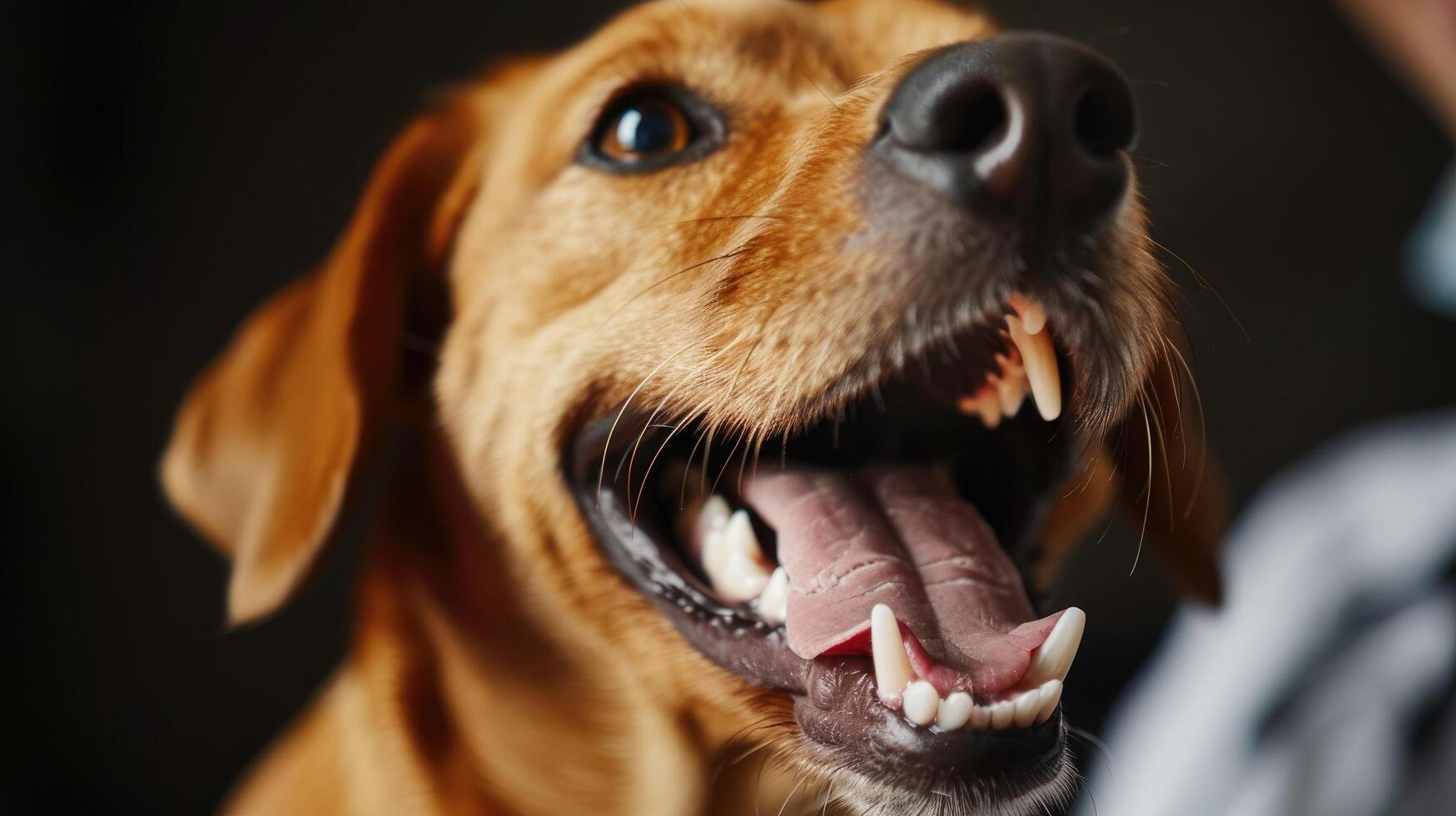 Dog whose teeth are being checked by a veterinarian photo