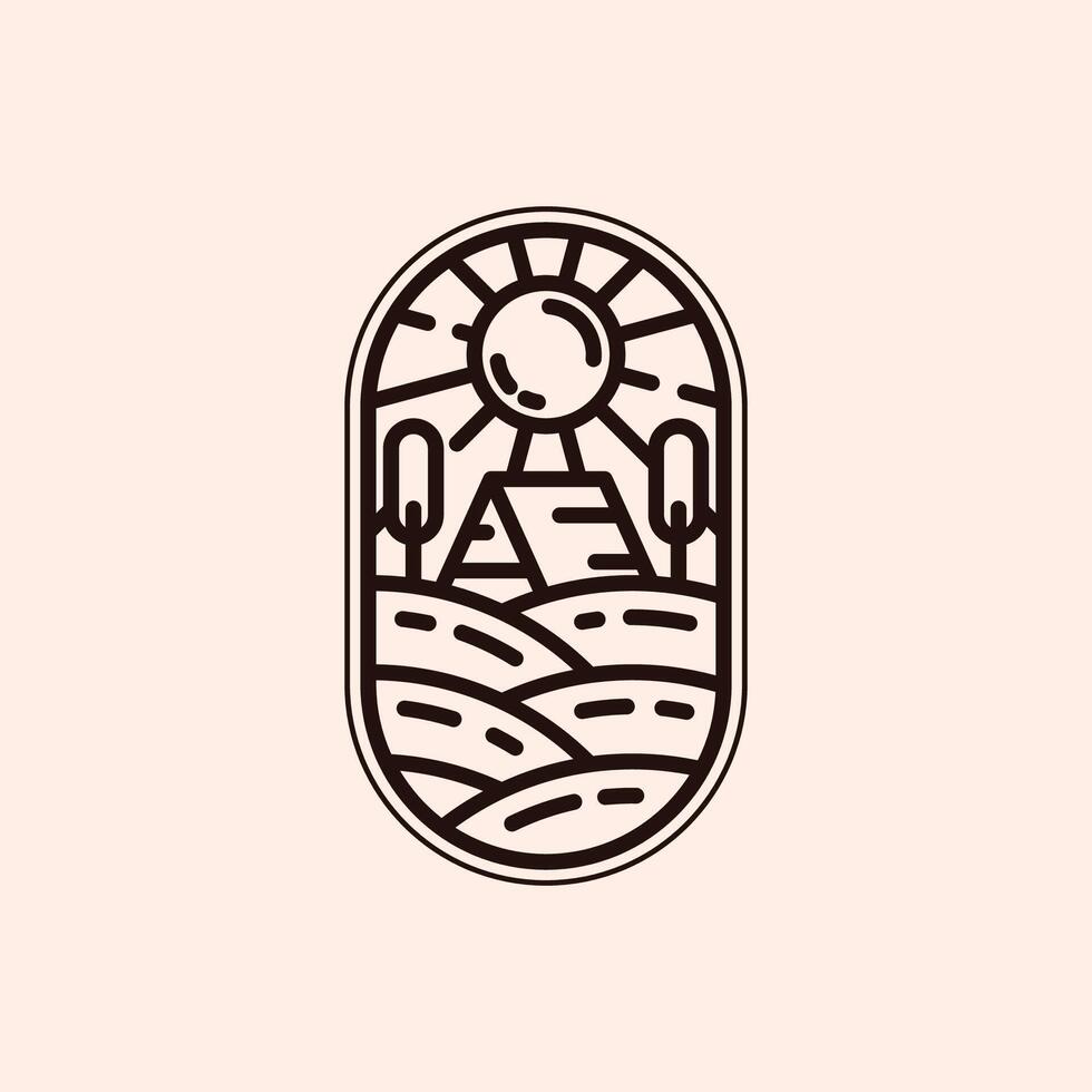 Cottage Simple Line Art Logo Illustration Design, Resort Minimalist LogoPrint vector