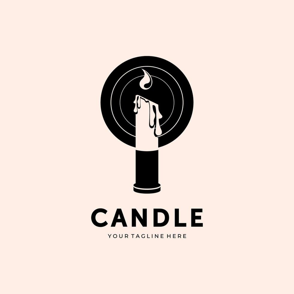 Candle Sign Logo Template Illustration Design in Monochrome vector