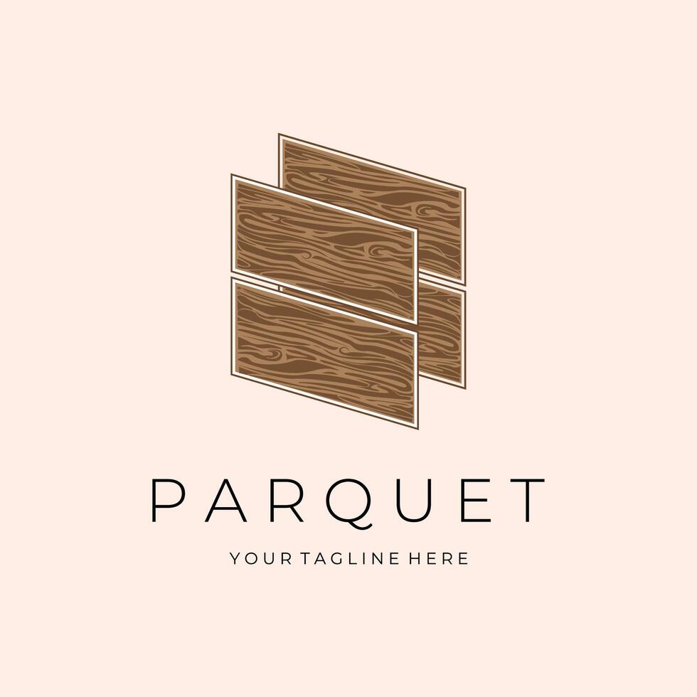 Wood Parquet Floor Illustration Logo Design vector