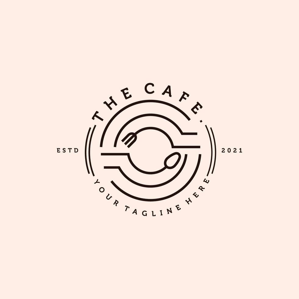 Cafe Simple Modern Logo Illustration Design. Restaurant Simple Minimalist Logo Design. vector