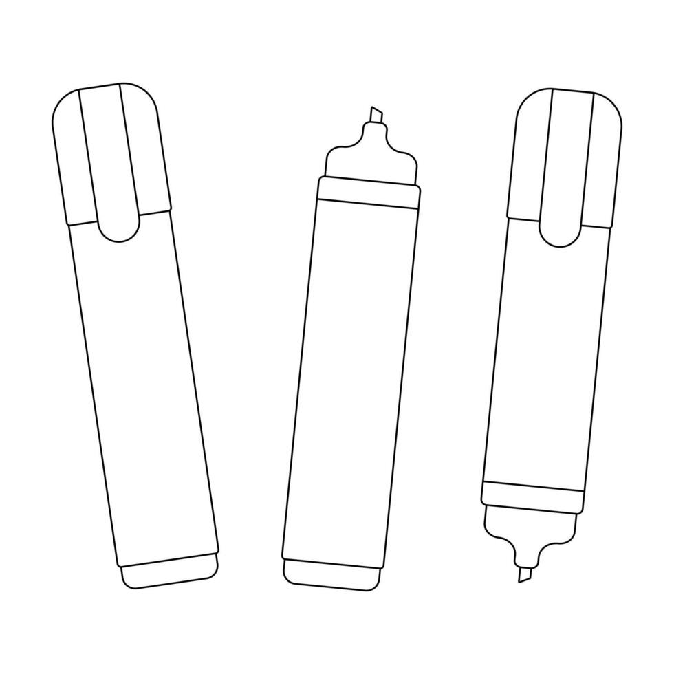 Simple outline of highlighters for back-to-school coloring books. Perfect for educational materials and creative projects. vector