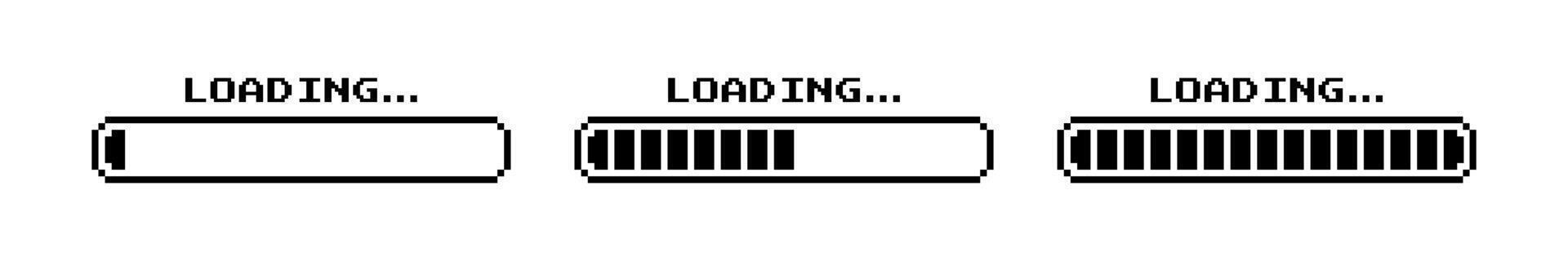 Pixelated loading bar icon. Progress indicator symbol vector