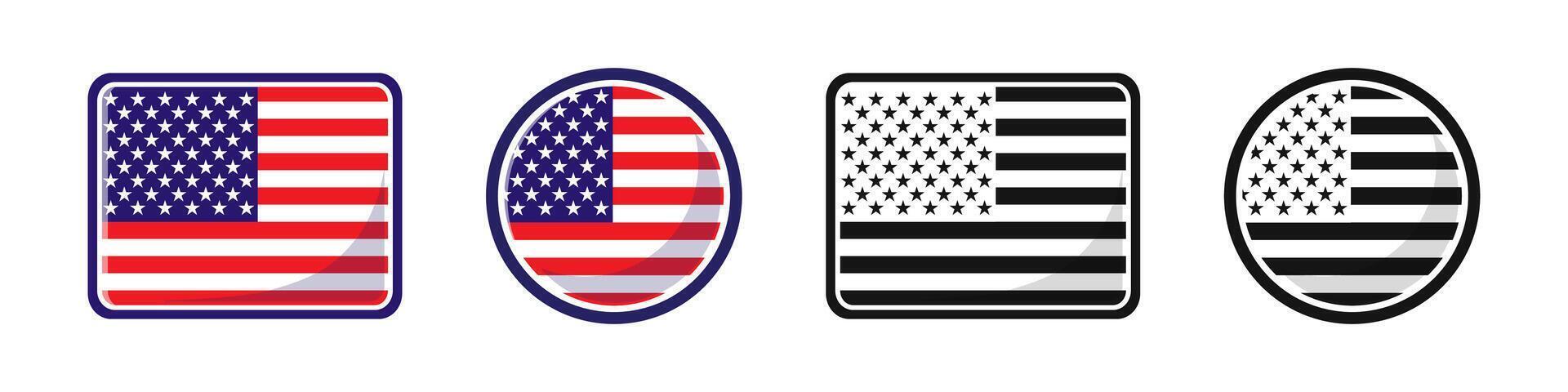 American flag icon. National flag symbol vector
