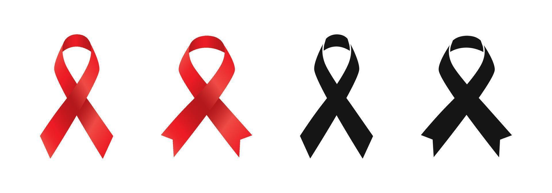 Red ribbon icon. Awareness symbol vector