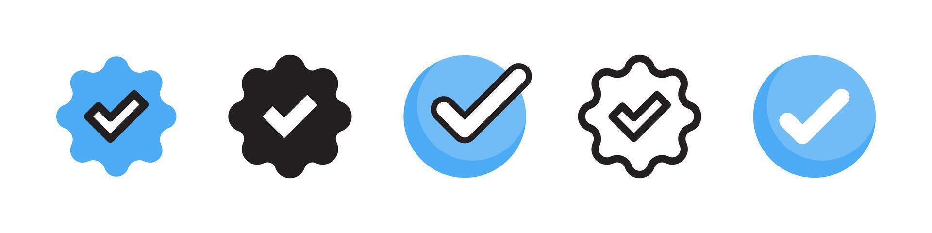 Checkmark on star shape. Verified account or approval symbol vector