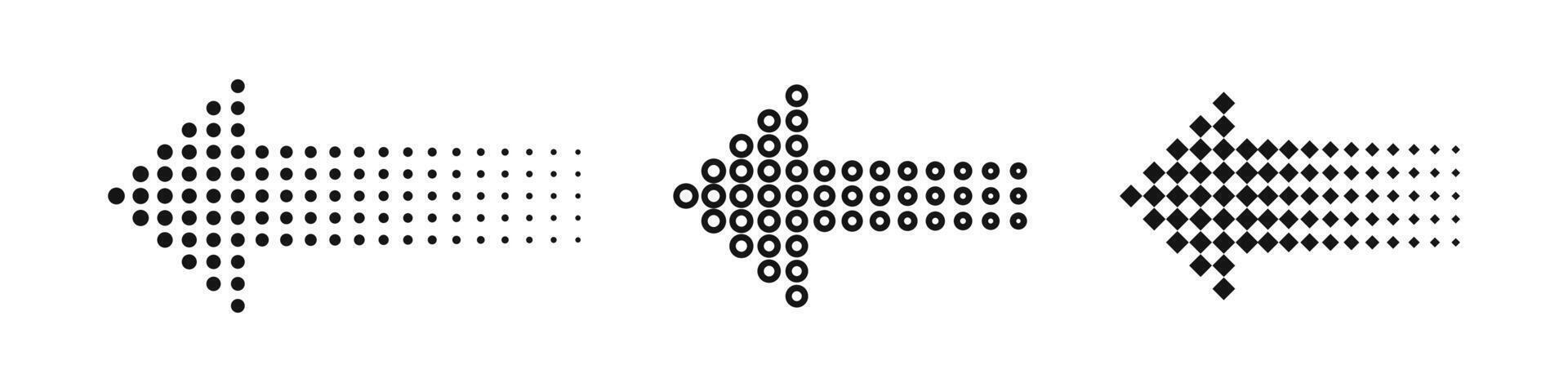 Dotted arrow icon. Directional pointer with dots vector
