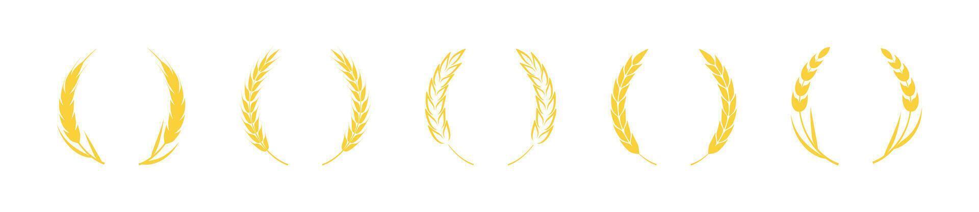 Wheat wreath icon. Agriculture and harvest symbol vector