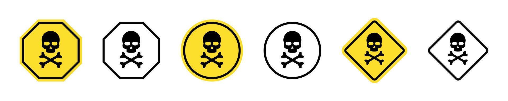 Skull and crossbones icon. Danger warning symbol vector