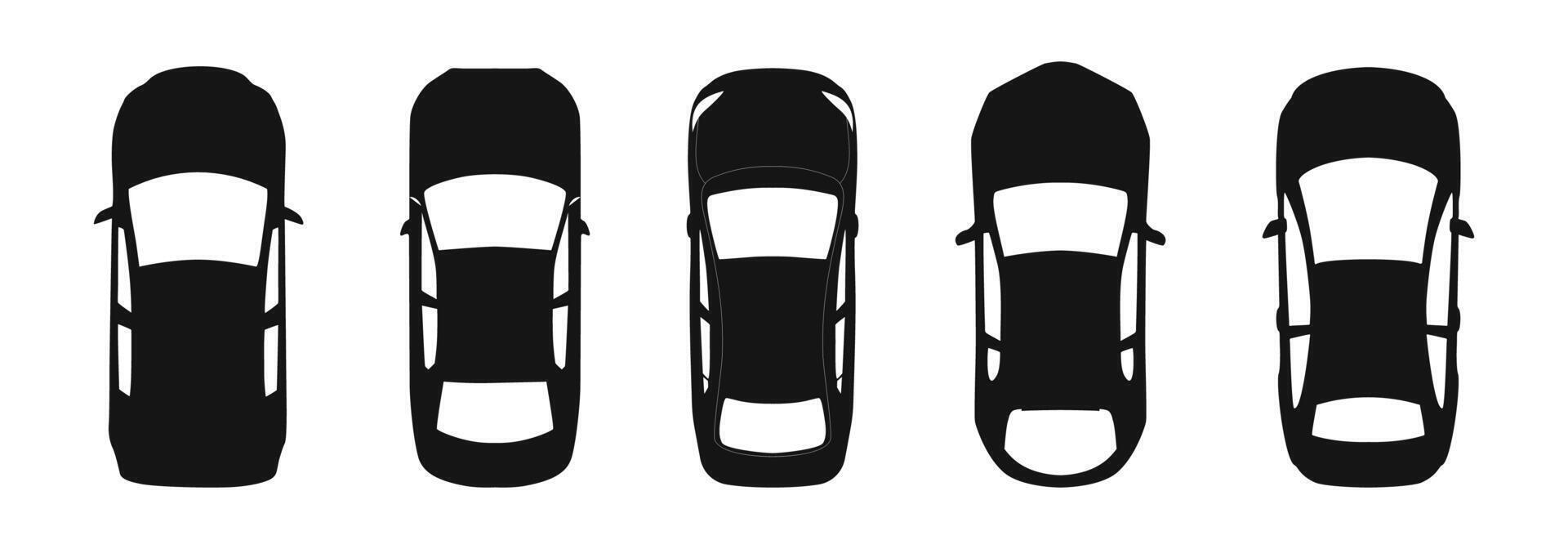 Car top view silhouette. Overhead vehicle shape vector