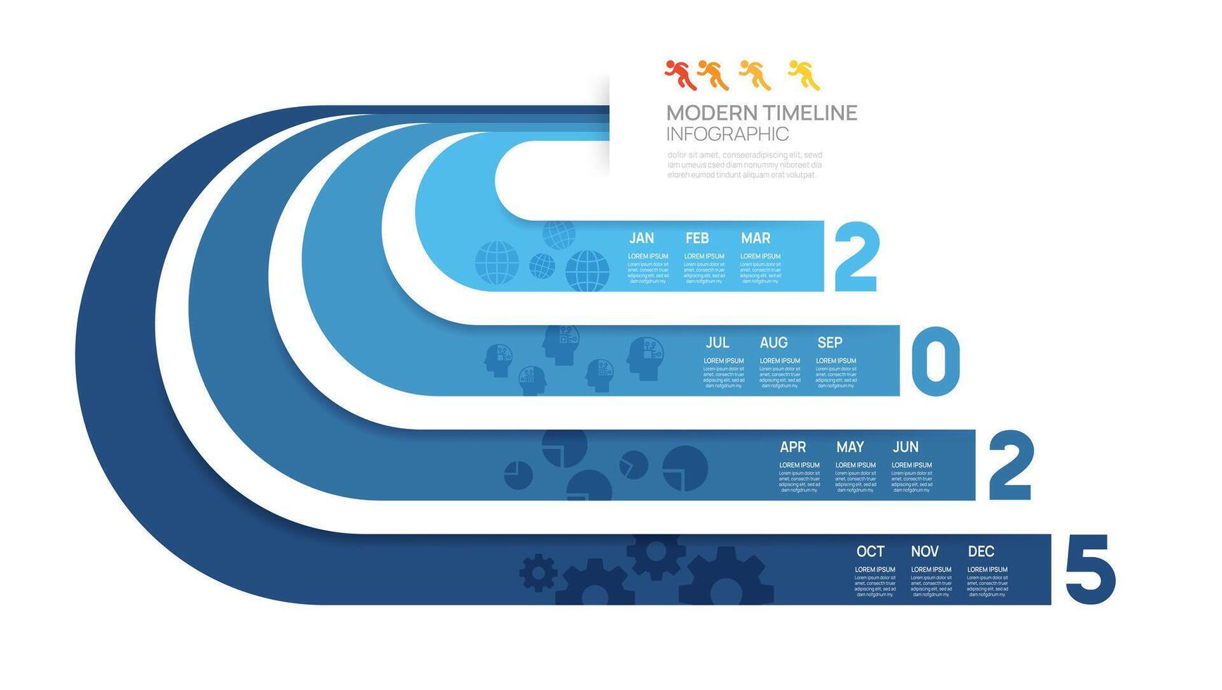 2025 ladder circular steps editable infographic design template. illustration. vector
