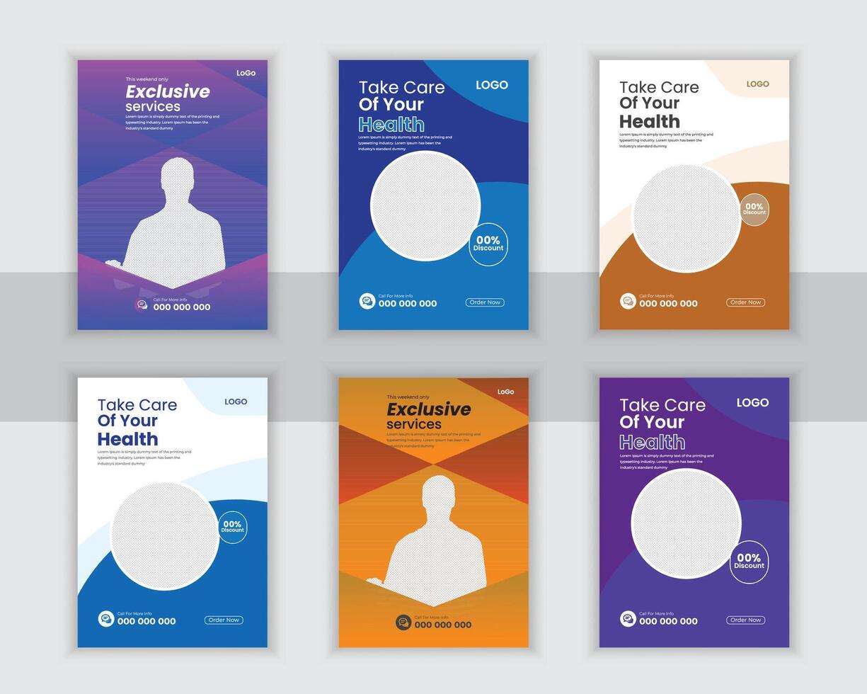 Bundle Medical poster Dl Flyer, And Rack Card Design Template For Your Business vector