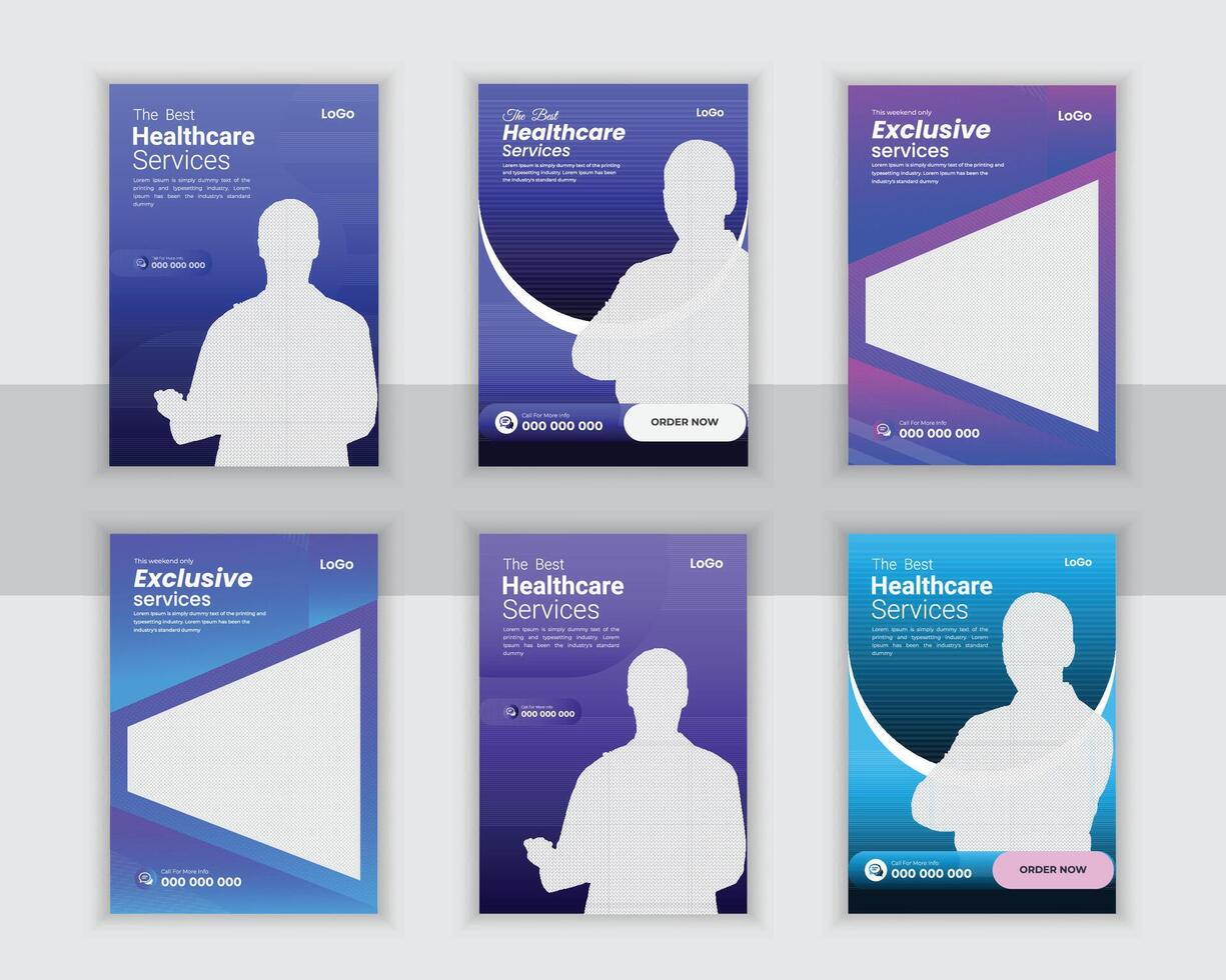 Bundle Medical poster, Roll-Up Or Dl Flyer, And Rack Card Design Template For Your Business vector