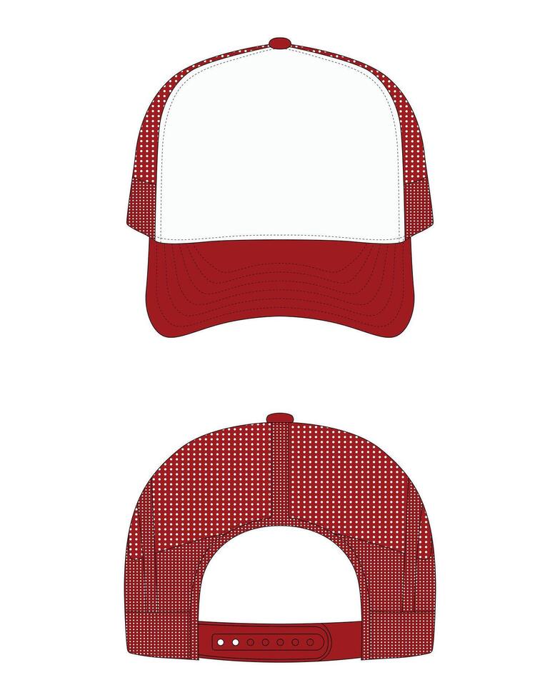 Men's mesh hat template front and back view vector