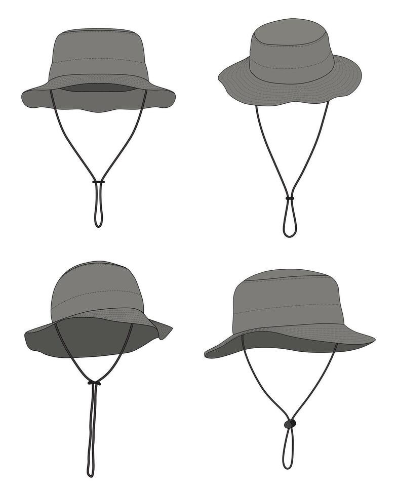 Bucket hat collection. Jungle hat. Outdoor adventure hat vector