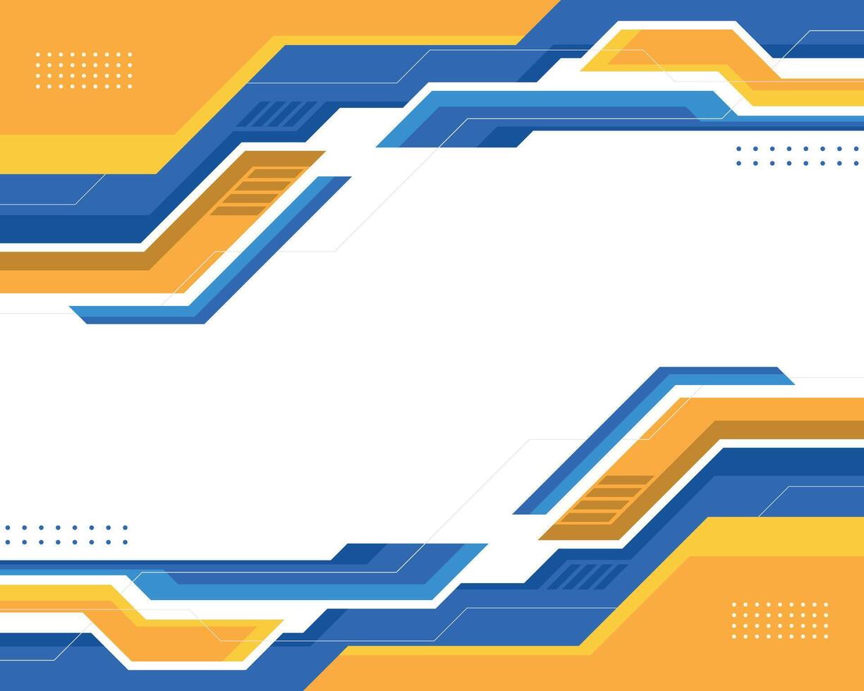 Abstract futuristic geometric orange and blue border background vector