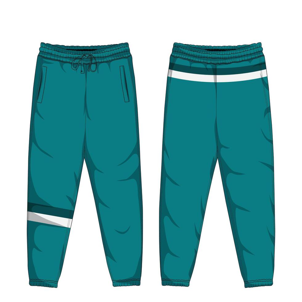Training pants mockup. Sports pants front and back view vector