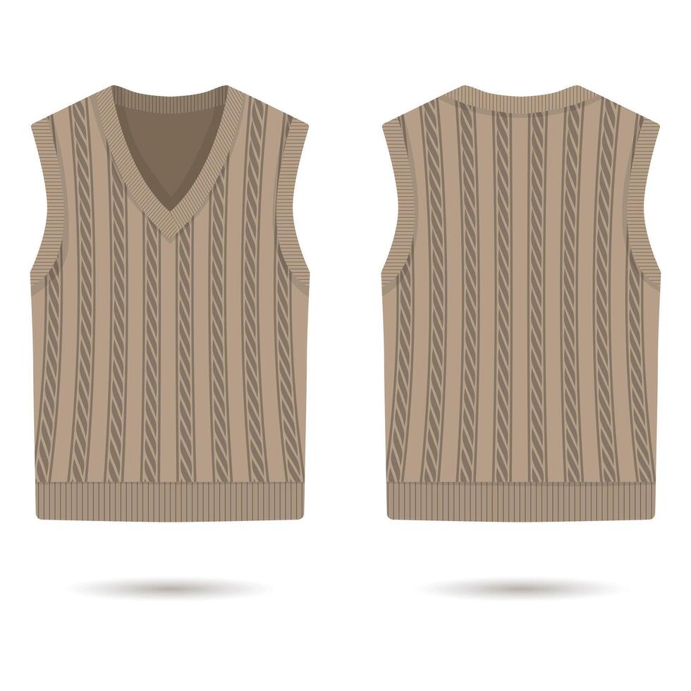 Sleeveless knitted sweater mockup vector