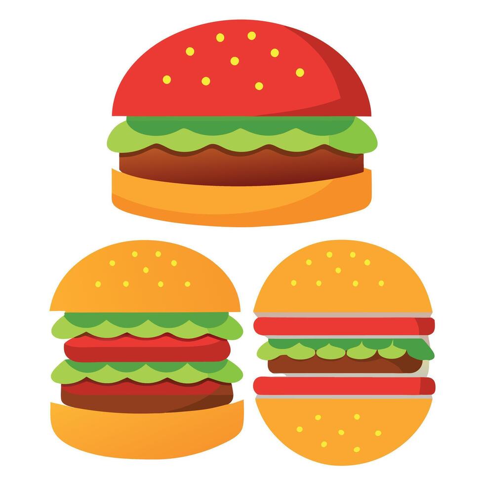 Set of burgers. cut out vector