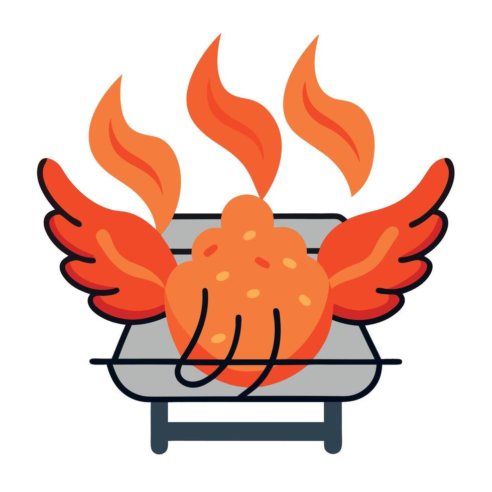 Chicken wings on a grill vector