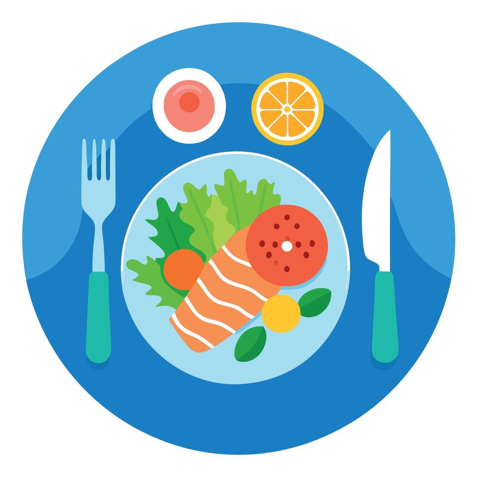 Intermittent fasting low carb hight fats diet concept flat lay. healthy food salmon fish. bacon meat vector