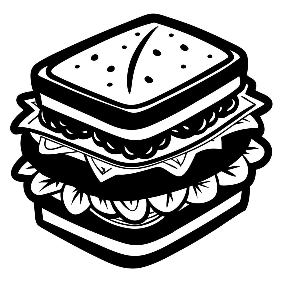 Black and white sandwich vector