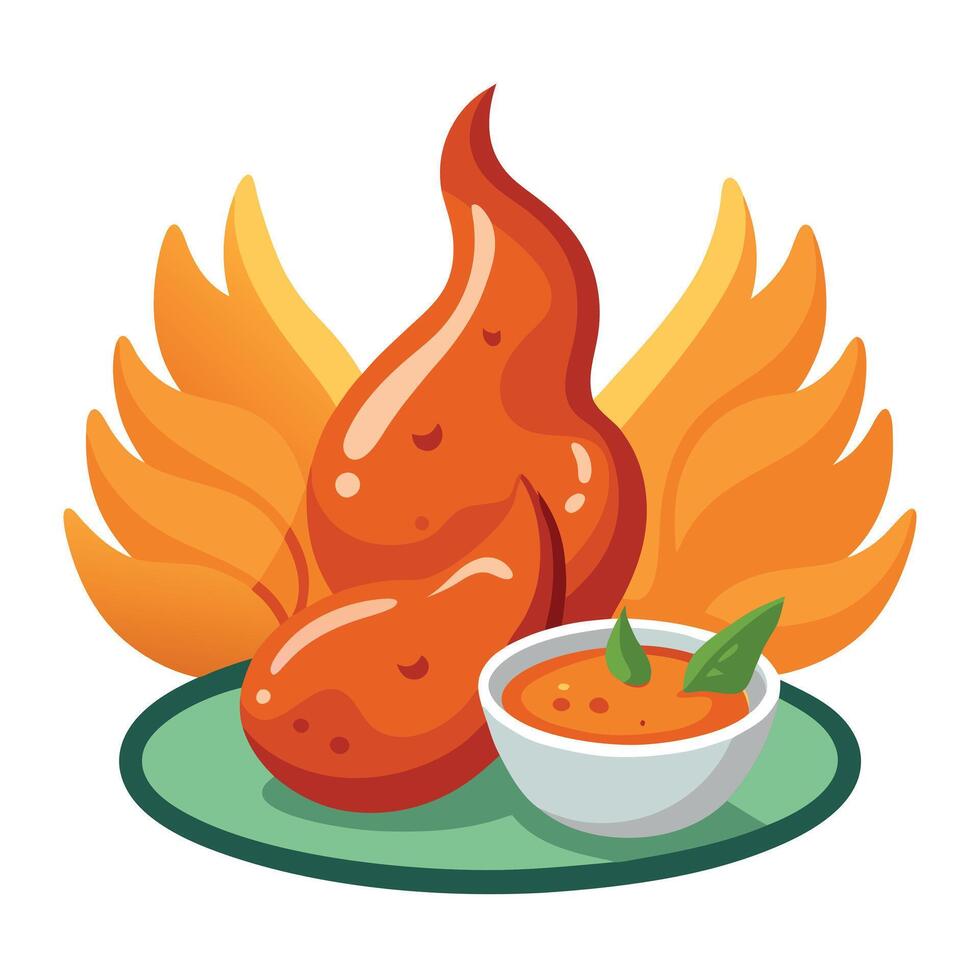 Grilled wings with sauce vector