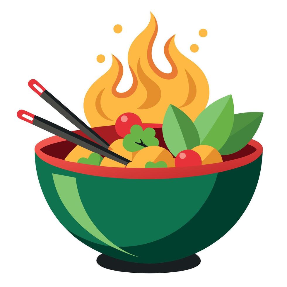 Vegetarian wok stir fry vector