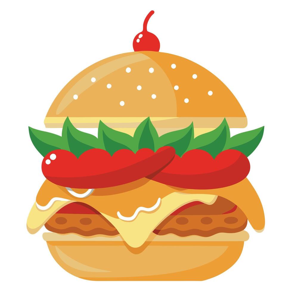 A spicy chicken burger adorned with jalapenos and smothered in spicy mayo. vector