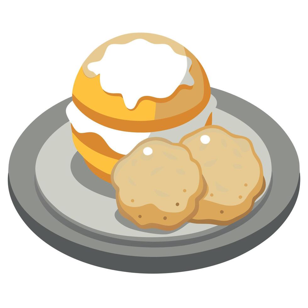 Creamy delicious biscuits and gravy. a southern style breakfast or brunch meal. vector