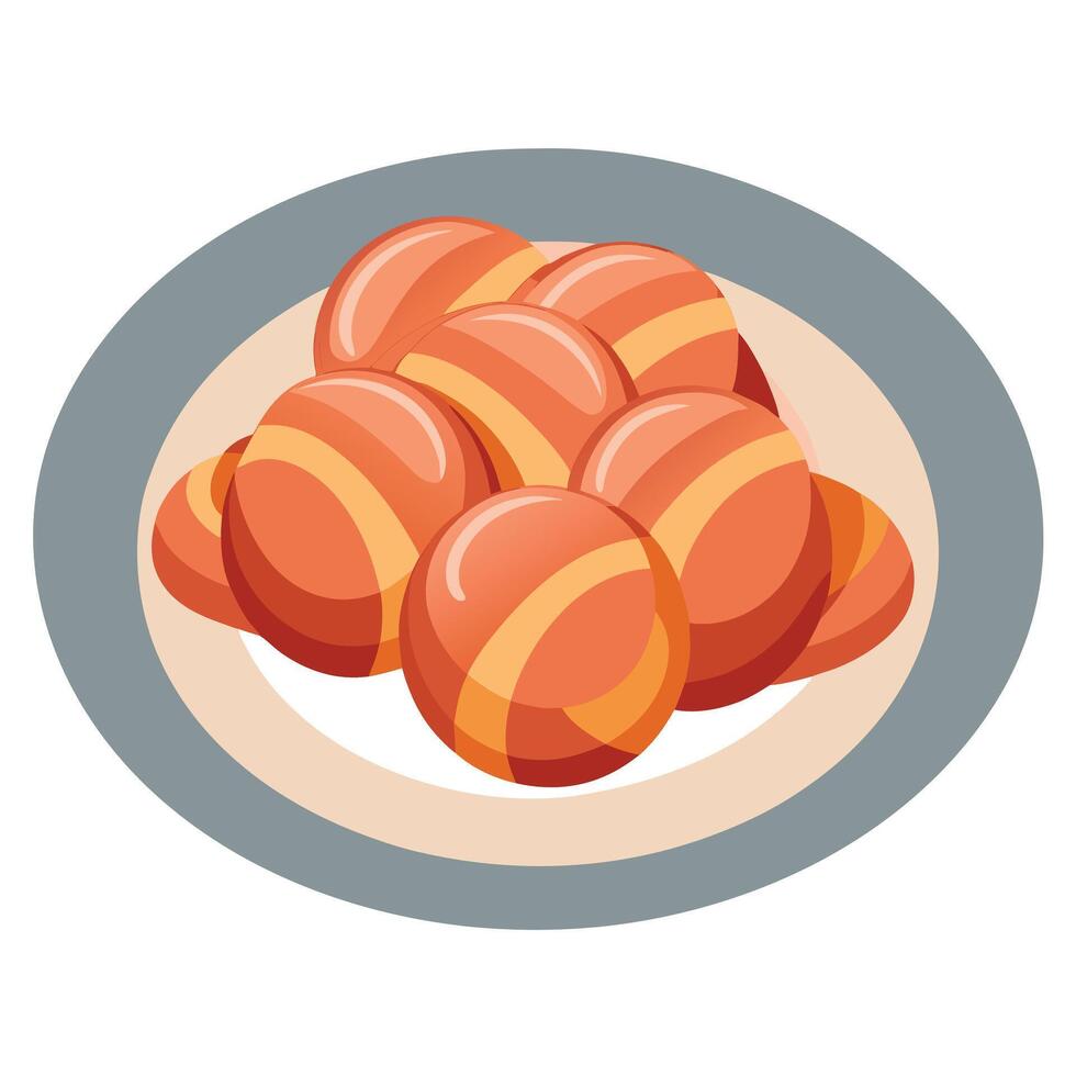Delicious Plate of Bacon Wrapped Scallops Isolated on. Transparent Background vector