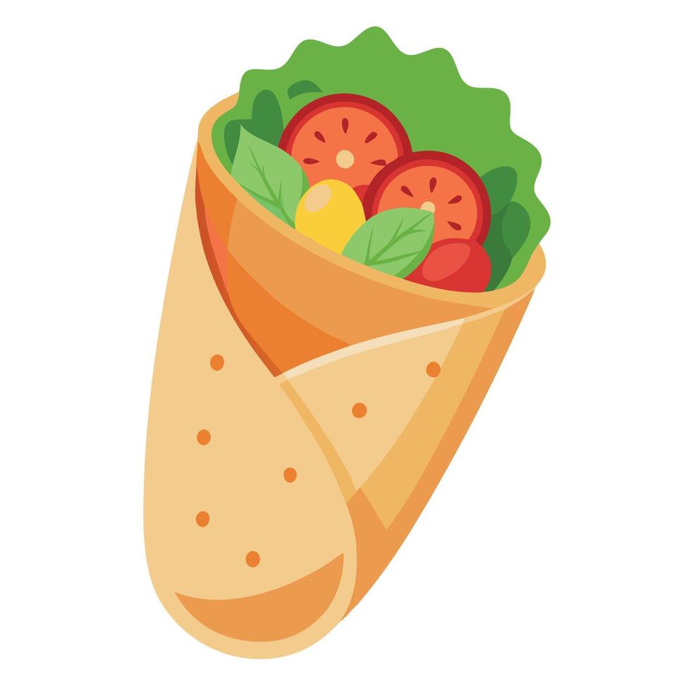 Healthy lunch wrap with grilled chicken. fresh vegetables whole-grain tortilla vector