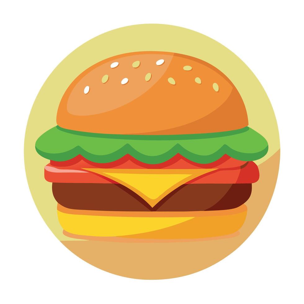 Cheeseburger with beef. lettuce. tomato. cheese. cucumber with blur background vector