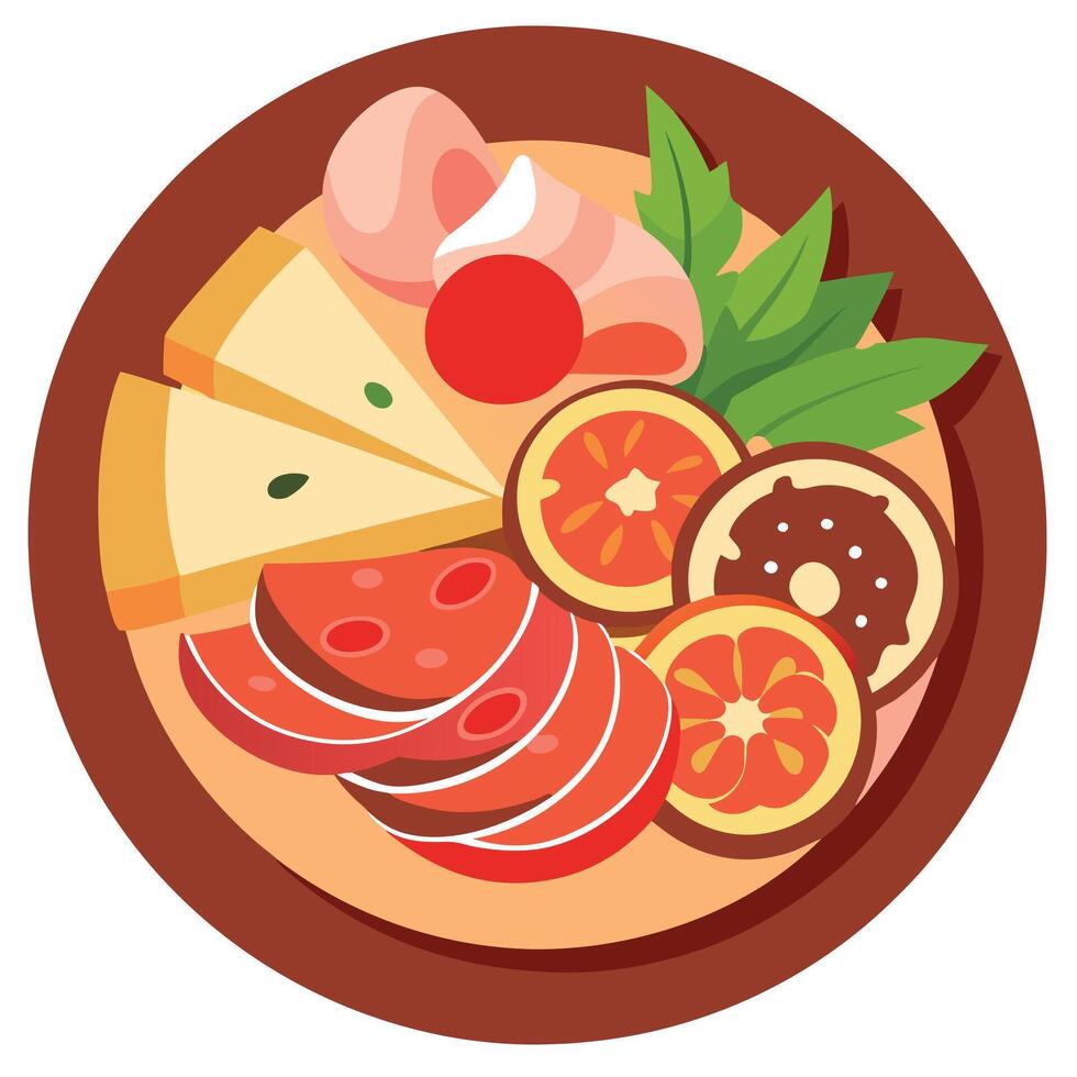 Italian meat platter with prosciutto bresaola pancetta salami and parmesan vector