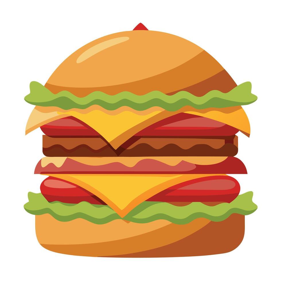 Layered burger with crispy bacon and fries. perfect for diner promotions. fast food promotions. food vector