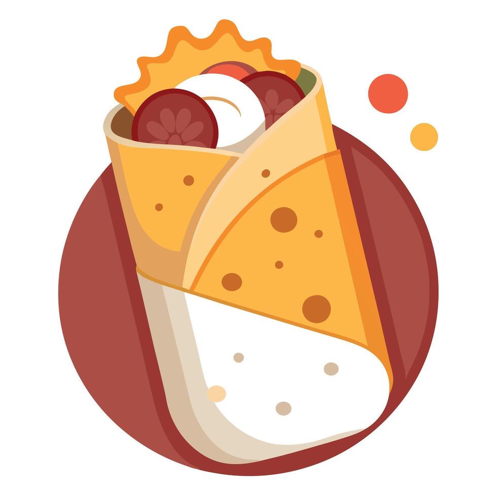 Burrito Breakfast. Spicy Chorizo and Egg Burrito with Cheese and Potatoes vector