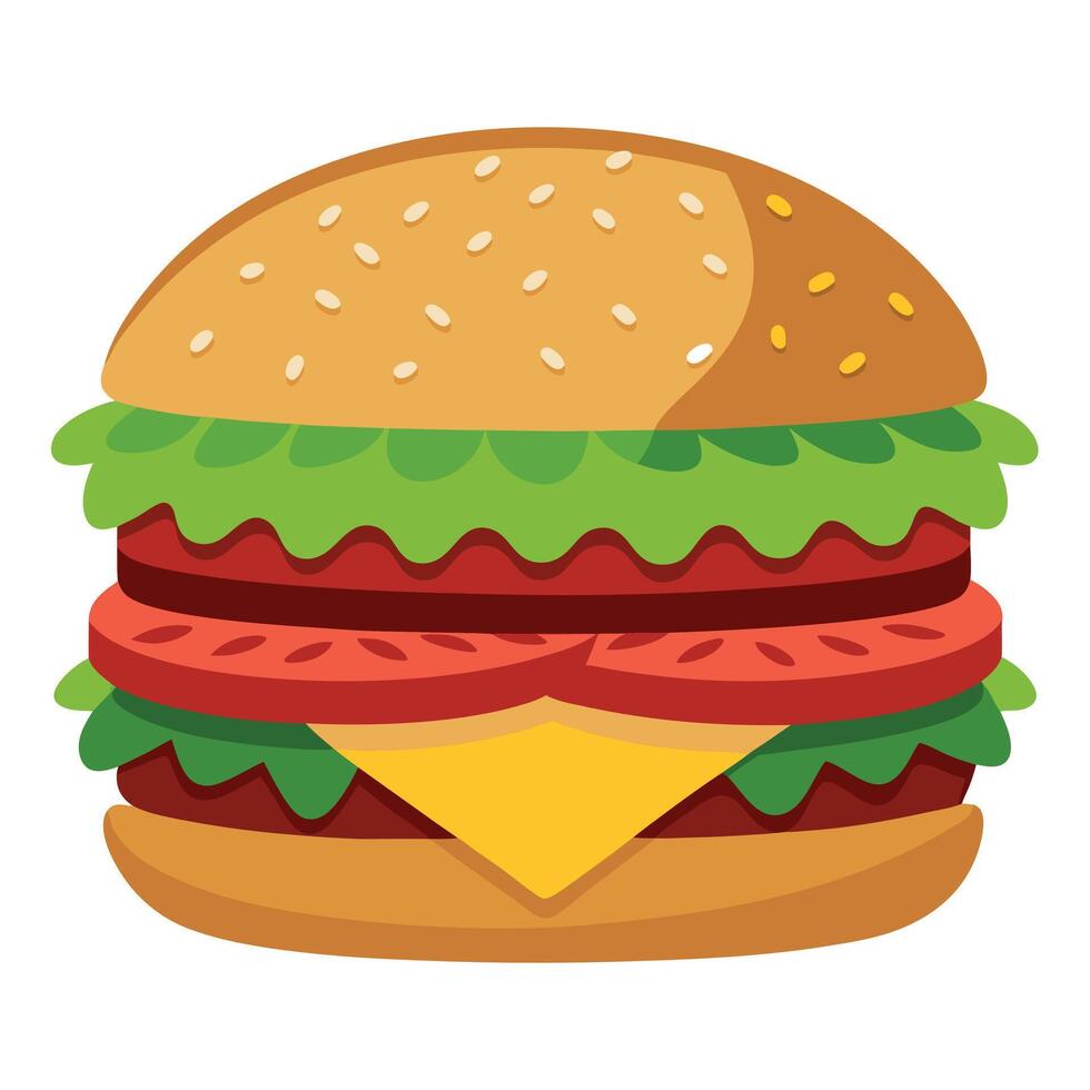 Big sandwich - hamburger burger with beef. cheese. tomato and fried bacon vector