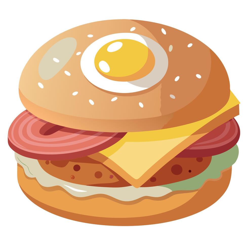 Hearty Breakfast Sandwich on a Bagel with eggs bacon and cheese background vector