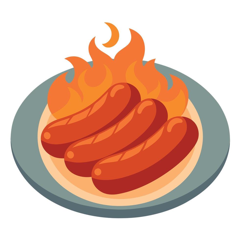Plate with hot sausages vector