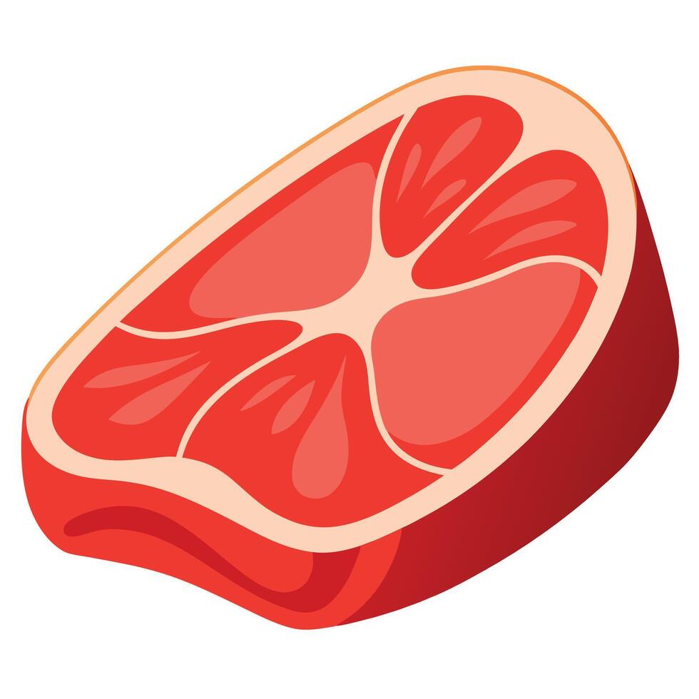 Fresh raw red meat slice vector