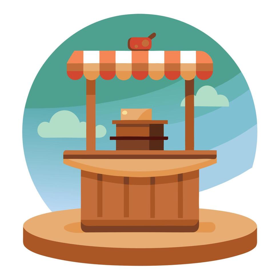 Kitchen podium background food product stand table pedestal display wooden platform vector