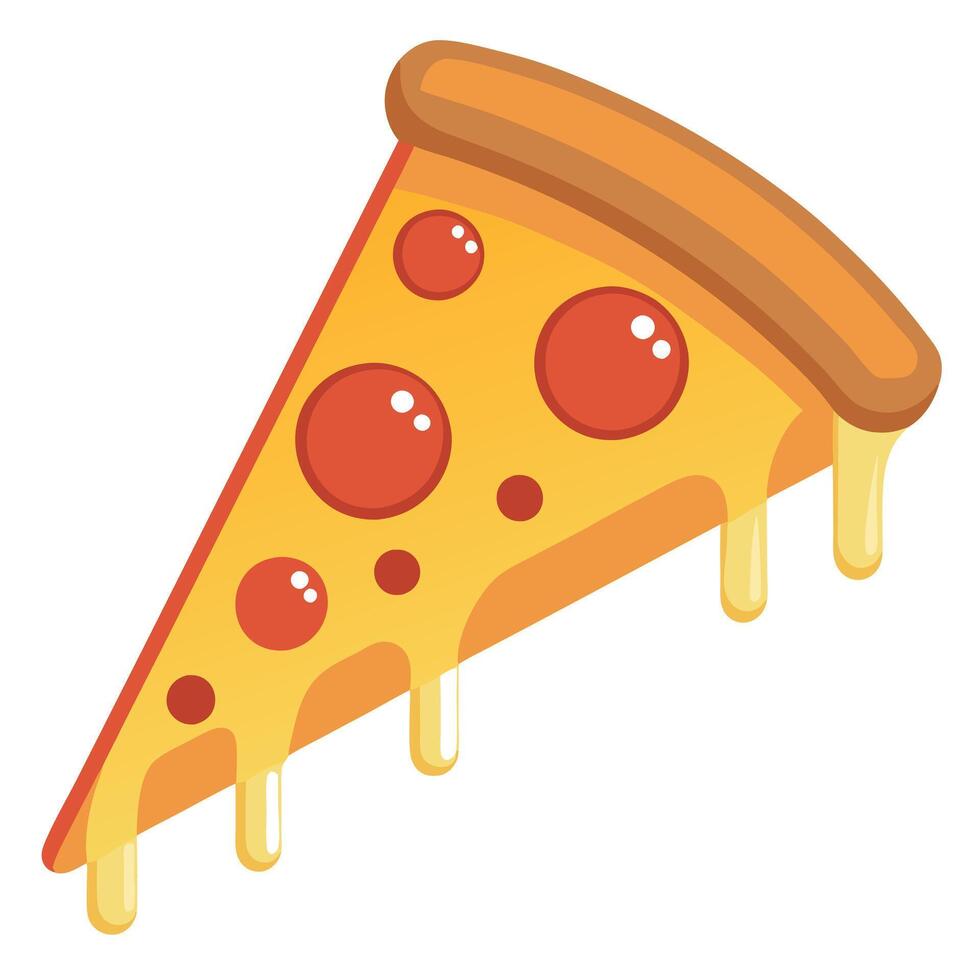 A slice of pizza with a crispy crust. melted cheese. and a tangy tomato sauce. vector