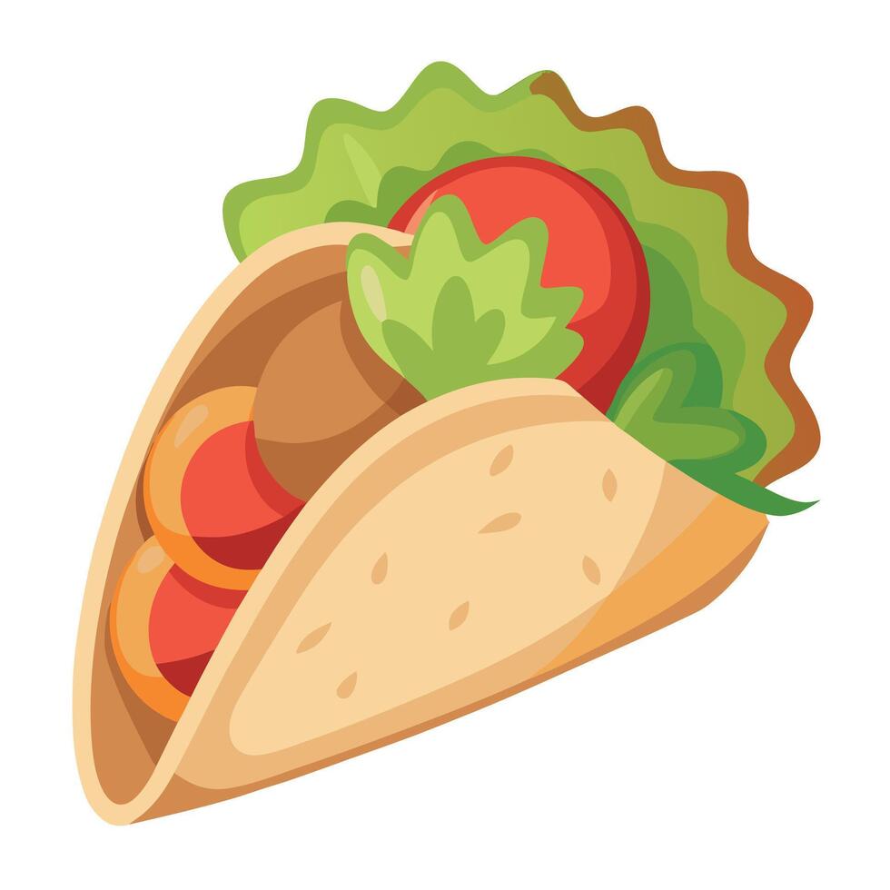 Gyros pita with chicken onion and tomato isolated on transparent or white background vector