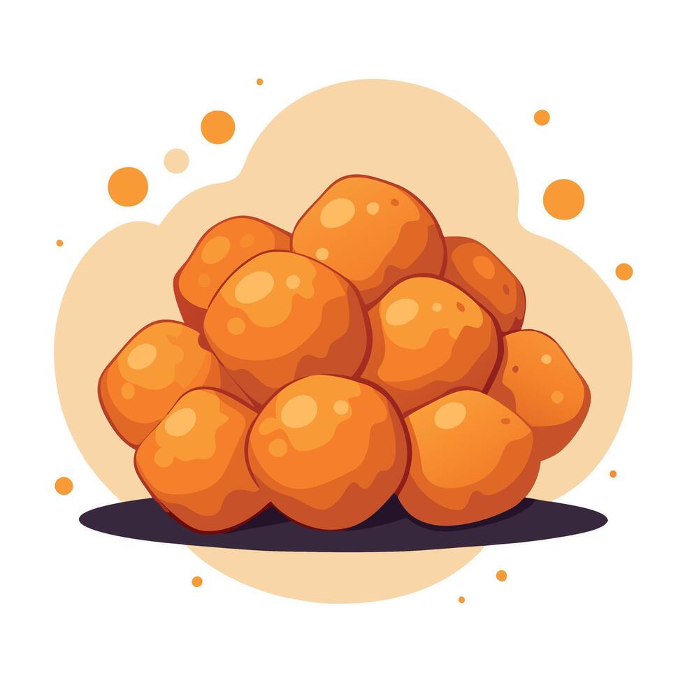 A tater tots close up. food design. dynamic. dramatic composition. with copy space. vector