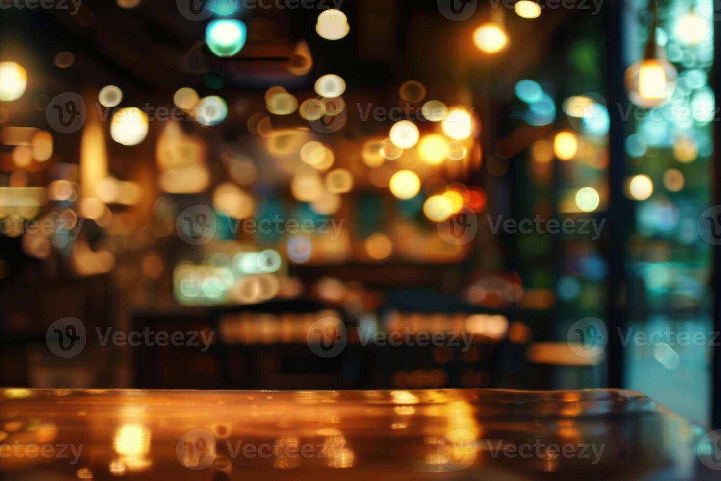 Blurred abstract coffee shop background, atmospheric cozy cafe interior shot. photo