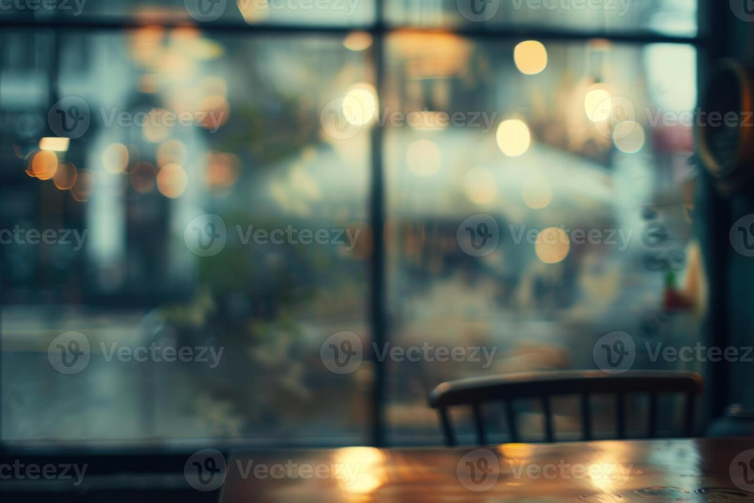 Blurred abstract coffee shop background, atmospheric cozy cafe interior shot. photo
