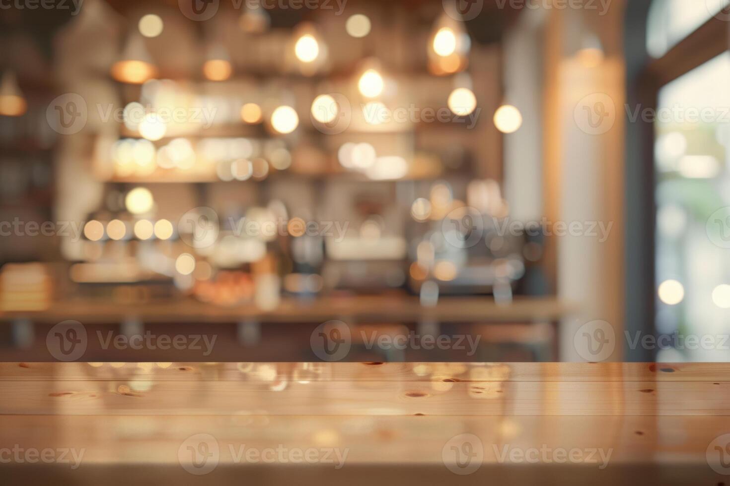 Abstract coffee shop background with blurred cozy interior and soft atmosphere. photo