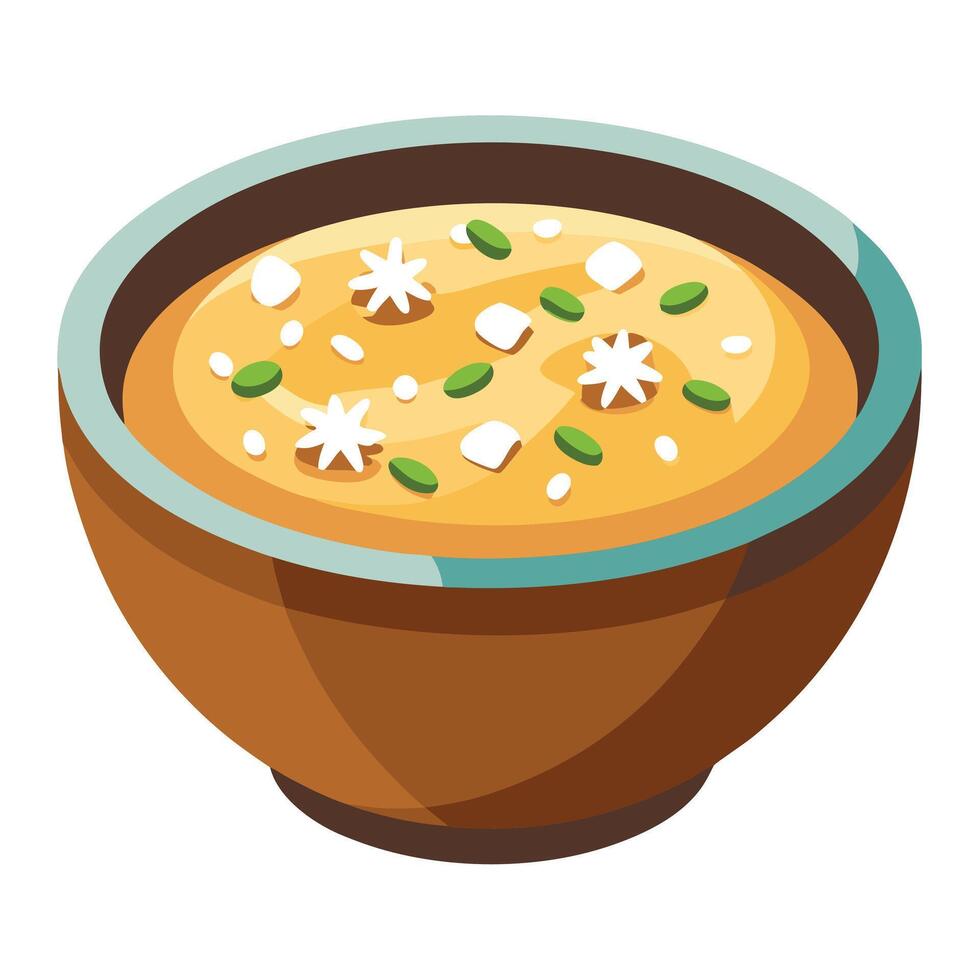 A bowl of savory risotto. cooked in a rich broth and topped with a sprinkling of Parmesan cheese vector