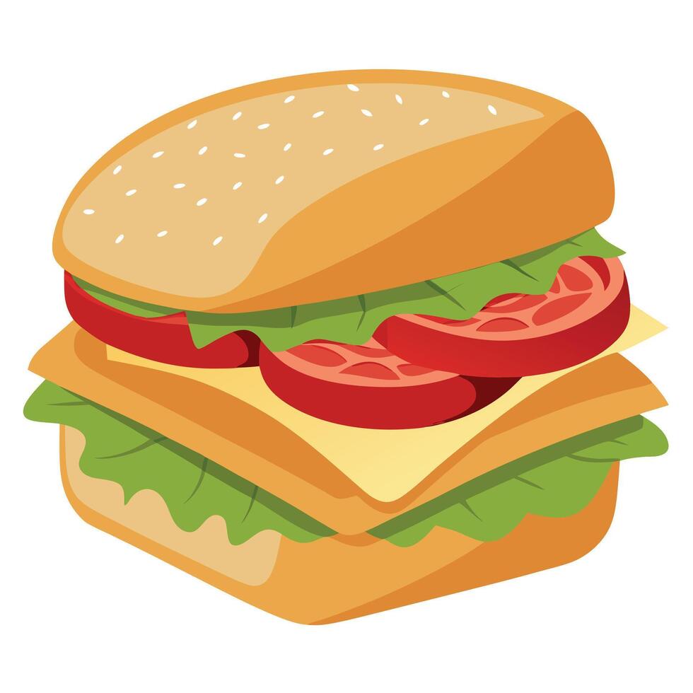 A delicious and hearty turkey and bacon sandwich with lettuce. tomato and mayonnaise. vector