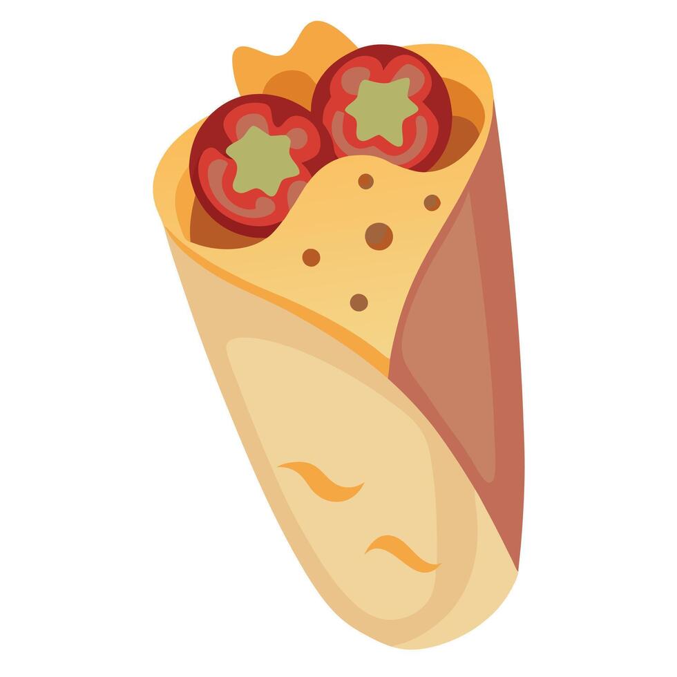 Breakfast Burrito with Scrambled Egg and Bacon Isolated on a Transparent Background vector